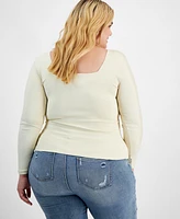 And Now This Trendy Plus Size Square-Neck Long-Sleeve Top