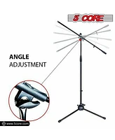 5 Core Microphone Stand Adjustable + Premium Vocal Dynamic Mic Combo 16FT Xlr Cable Wire Clip - Ms 080 +ND58