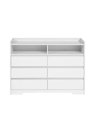 Simplie Fun White Led-Lit 6 Drawer Dresser