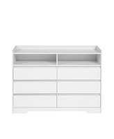 Simplie Fun White Led-Lit 6 Drawer Dresser