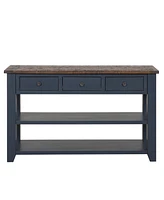 Streamdale Furniture 48" Solid Pine Wood Top Console Table, Modern Entryway Sofa Side Table With 3 Storage Drawers