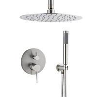 Streamdale Furniture Brushed Nickel Dome Shower System with 10" and Handheld Heads