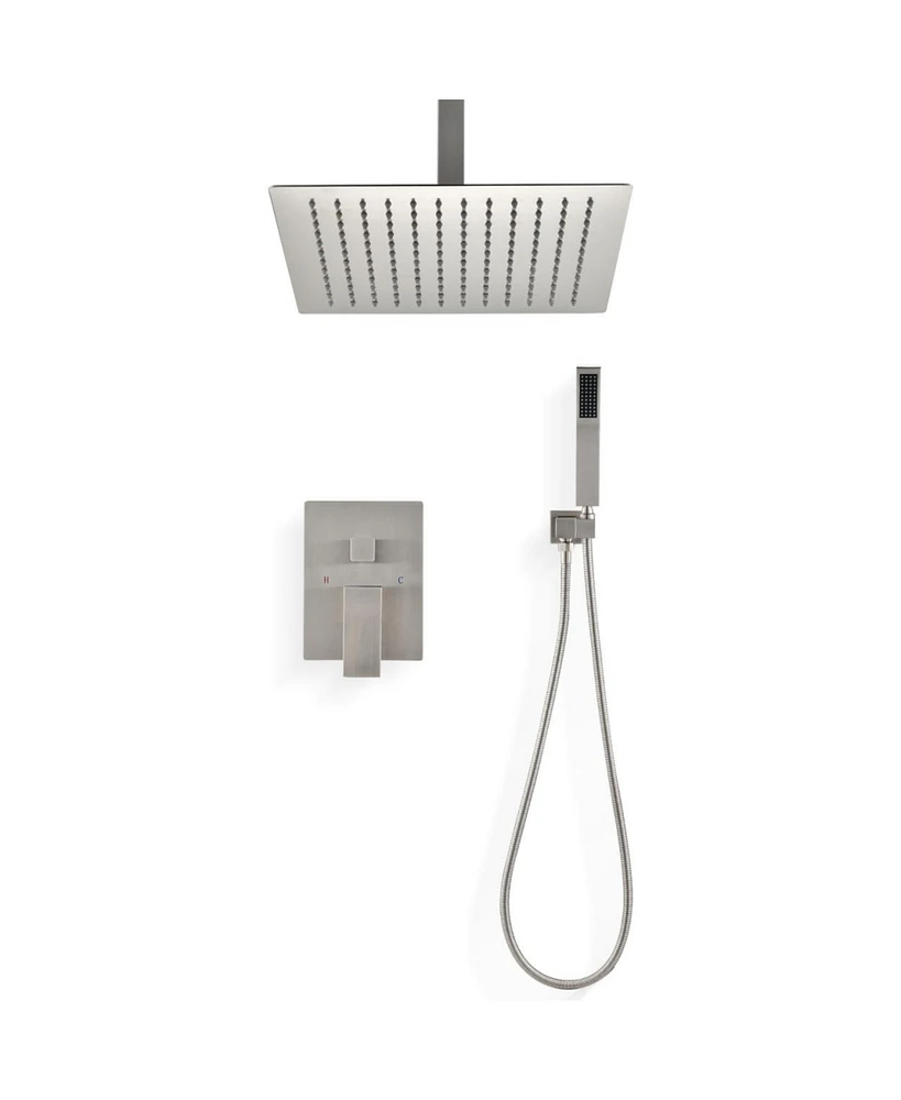 Streamdale Furniture Ceiling Mounted Shower System Combo Set With Handheld And 16" Shower Head 001