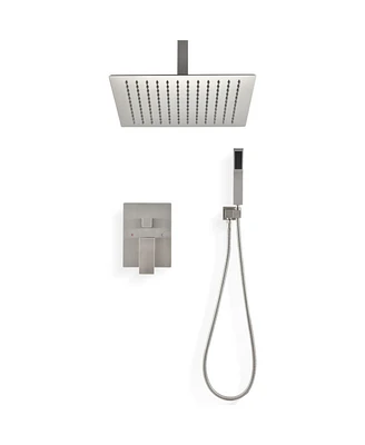 Simplie Fun Ceiling Mounted Shower System Combo Set With Handheld And 16" Shower Head 001