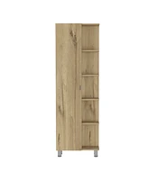 Simplie Fun Urano Mirror Linen Cabinet, Four Interior Shelves, Five External Shelves - Light Oak