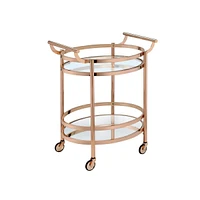 Streamdale Furniture Lakelyn Serving Cart, Rose Gold & Clear Glass