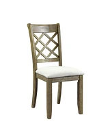 Simplie Fun Karsen Side Chair (Set of 2) Beige Linen & Rustic Oak Finish