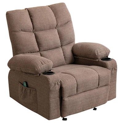 Simplie Fun Recliner Chair Massage Heating Sofa With Usb And Side Pocket 2 Cup Holders (Brown)