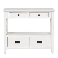 36" Farmhouse Pine Wood Console Table Entry Sofa Table With 4 Drawers & 1 Storage Shelf