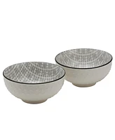 Tabletops Unlimited 6.5" White Embossed Diamond Stoneware Ramen Noodle Bowls, Set of 2