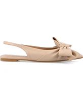 Journee Collection Women's Sabbrina Bow Sling Back Pointed Toe Flats