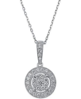 Diamond Circle Pendant Necklace in 14k White Gold (1/2 ct. t.w.)