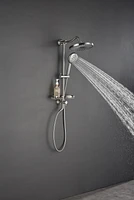 Matte Black Shower System: Rain Showerhead, Hand Shower, Slide Bar