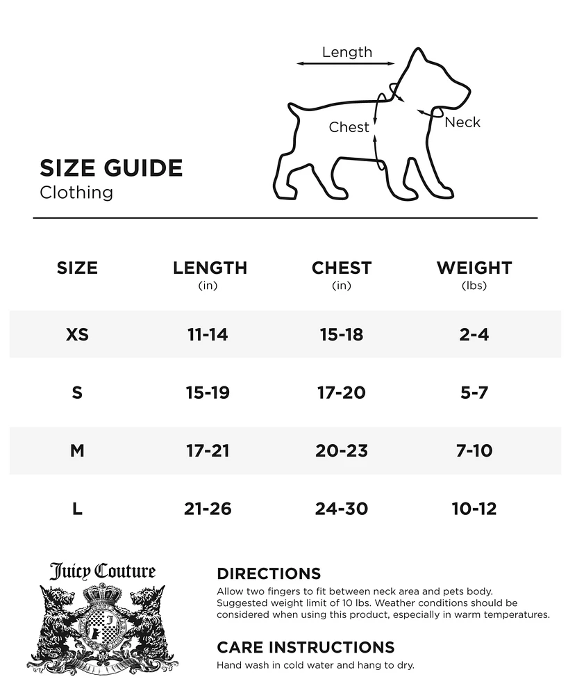 Juicy Couture Bling Velour Pet Hoodie XSmall/Small Pet Hoodies for Small Dogs or Cats - XS/S (2