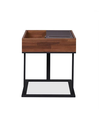 Simplie Fun Sara Ii End Table In Espresso Pu, Walnut & Sandy Black