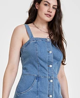 On 34th Women's Denim Pinafore Dress, Created for Macy's