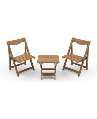 Simplie Fun Teak Outdoor Bistro Set- 2 Chairs & Table