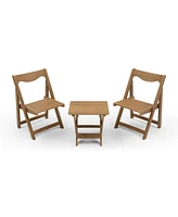 Simplie Fun Teak Outdoor Bistro Set- 2 Chairs & Table