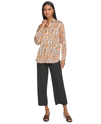 Karl Lagerfeld Paris Women's Abstract-Print Oversized Shirt