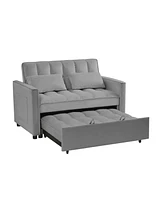 Simplie Fun Grey Velvet Loveseat Sofa Bed