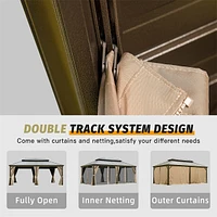 Aluminum Frame Hardtop Gazebo with Curtains, Netting