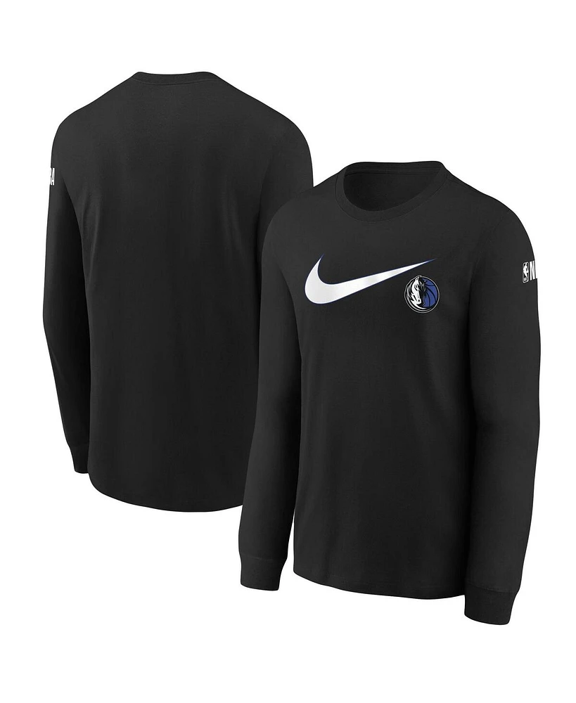 Nike Big Boys and Girls Black Dallas Mavericks Swoosh Long Sleeve T-Shirt