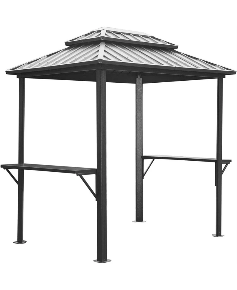 Simplie Fun Aluminum Bbq Gazebo with Shelves Serving Tables