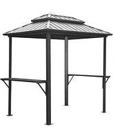 Simplie Fun Aluminum Bbq Gazebo with Shelves Serving Tables