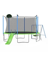 Streamdale Furniture Large Recreational Trampoline With Slide, Swings & Hoop