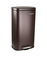 Elama 3 Piece 30 Liter and 5 Liter Stainless Steel Step Trash Bin Combo Set with Slow Close Mechanism in Matte Bronze