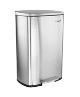 Elama 3 Piece 50 Liter and 5 Liter Stainless Steel Step Trash Bin Combo Set with Slow Close Mechanism