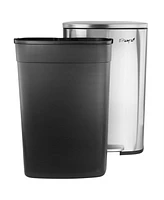 Elama 50 Liter/13 Gallon Rectangular Stainless Steel Step Trash Bin with Slow Close Mechanism in Matte Silver