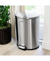 Elama 50Litter 13 Gallon Half Circle Stainless Steel Step Trash Bin with Slow Close Mechanism in Matte Silver