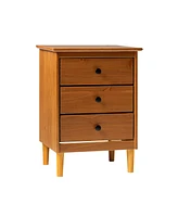 Classic 3-Drawer Solid Wood Nightstand - Caramel