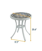 Mondawe Round Cast Aluminum Patio Table Outdoor Bistro Table