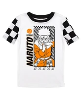 Naruto Little Boys Classic Uzumaki Youth Black & White Checkered Short Sleeve Shirt & Sleep Pants Set