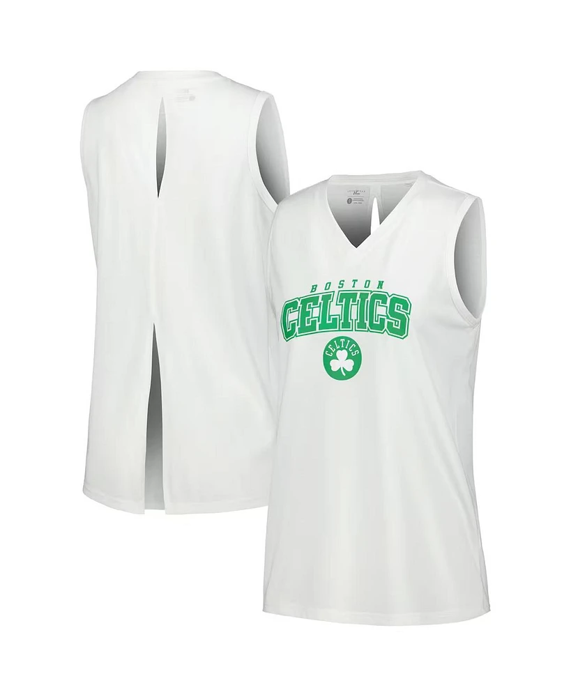 Levelwear Women's White Boston Celtics Paisley Peekaboo Tank Top