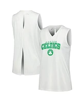 Levelwear Women's White Boston Celtics Paisley Peekaboo Tank Top