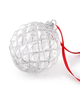 Holiday Lane Snowdaze Silver Beaded Ornament, Exclusively at Macy's