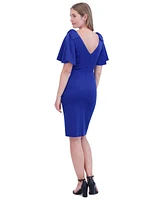 Jessica Howard Women's Flutter-Sleeve Bow-Trim Cocktail Dress