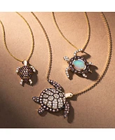 Le Vian Chocolatier Neopolitan Opal (1 ct. t.w.) & Diamond (1/2 ct. t.w.) Sea Turtle Adjustable 20" Pendant Necklace in 14k Gold