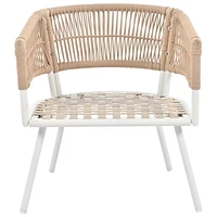 Boho Rope Patio Furniture Set, Acacia Wood Table, Navy