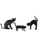Northlight Set of 3 Led Lighted Black Cat Family Outdoor Halloween Decorations 27.5"