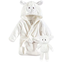 Luvable Friends Baby Boys Bathrobe and Toy Plush Set, Lamb, 0-9 Months