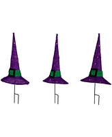 Northlight 14" Led Lighted Purple Witches Hat Outdoor Halloween Pathway Markers