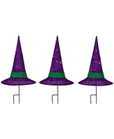 Northlight 14" Led Lighted Purple Witches Hat Outdoor Halloween Pathway Markers