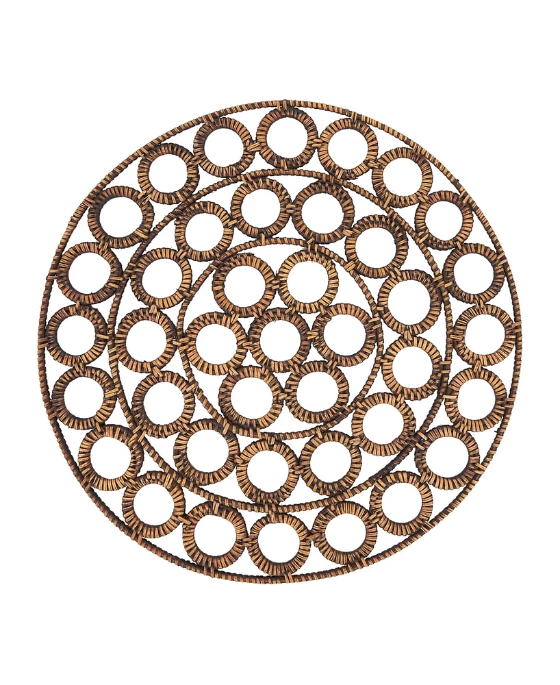 Saro Lifestyle Rustic Rattan Loop Placemat Set of 4,15"x15"