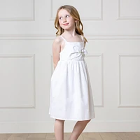 Hope & Henry Little Girls Sleeveless Bow Front Linen Sundress
