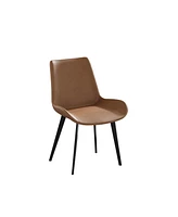 Simplie Fun Modern Dining Chair Living Room Black Metal Leg Dining Chair-Brown-4 Pieces/Ctn