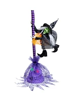 Northlight Animated Flying Witch with Broom Halloween Decoration - 25"